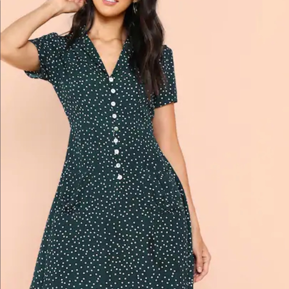 Green polka dot tea dress New without tag